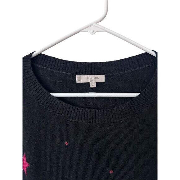 Hobbs London Black Boat Neck Embroidered Multicolor Star Sweater Size M Cosmic - Picture 6 of 11